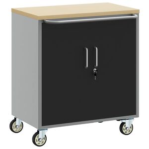 vidaXL Trolley Rolling Workbench Fekete &eacute;s Sz&uuml;rke 75 x 45 x 85 cm