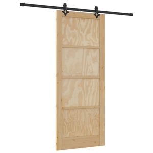 vidaXL Cs&uacute;sz&oacute; ajt&oacute; Term&eacute;szetes &eacute;s Fekete 86 x 211 cm T&ouml;m&ouml;r Fenyőfa