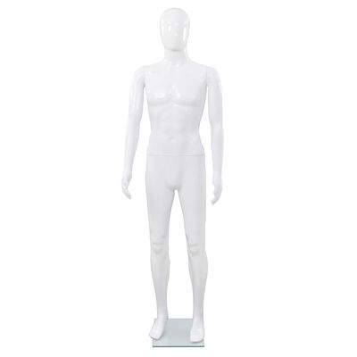 vidaXL fényes fehér, egész alakos férfi próbababa üvegtalppal 185 cm