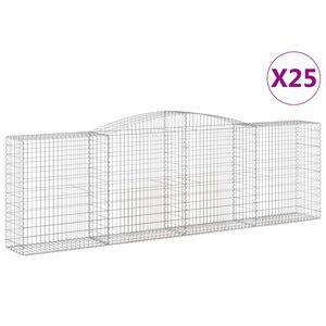 vidaXL 25 db &iacute;ves horganyzott vas gabion kos&aacute;r 400x50x120/140 cm
