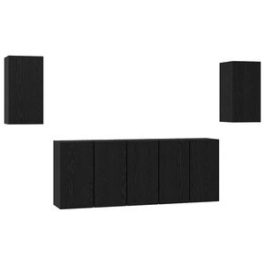 vidaXL TV szekr&eacute;ny garnit&uacute;ra 7 pcs Fekete t&ouml;lgy 30,5 x 30 x 60 cm