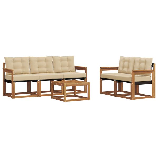 vidaXL K&uuml;lt&eacute;ri kanap&eacute; szett p&aacute;rn&aacute;val 6 pcs Term&eacute;szetes &eacute;s b&eacute;zs