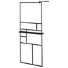 vidaXL fekete ESG &uuml;veg &eacute;s alum&iacute;nium zuhanyfal polccal 80 x 195 cm