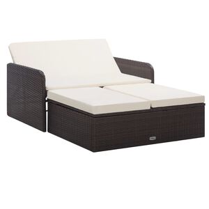 vidaXL 2 r&eacute;szes barna polyrattan kerti b&uacute;torszett p&aacute;rn&aacute;kkal
