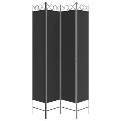 vidaXL 4 paneles fekete szövet térelválasztó 160x220 cm