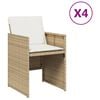 vidaXL 4 db b&eacute;zs polyrattan kerti sz&eacute;k p&aacute;rn&aacute;val