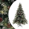 vidaXL z&ouml;ld-feh&eacute;r PVC &eacute;s PE megvil&aacute;g&iacute;tott kar&aacute;csonyfa tobozzal 150 cm