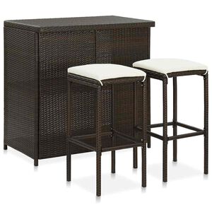 vidaXL 3 darabos barna polyrattan b&aacute;rszett
