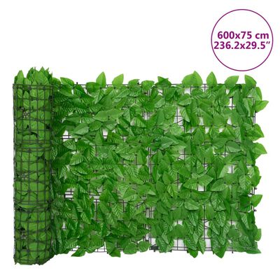 vidaXL zöld leveles belátás elleni erkélyparaván 600 x 75 cm