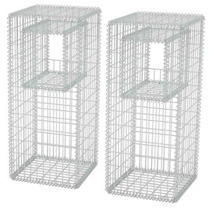 2 db vidaXL ac&eacute;l gabion kos&aacute;r oszlop / &aacute;gy&aacute;s 50 x 50 x 120 cm