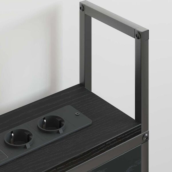 vidaXL T&aacute;rol&oacute;s Fejt&aacute;mla T&ouml;ltő &Aacute;llom&aacute;ssal Musta tammi 143 x 15 x 98 cm