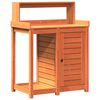 vidaXL barna t&ouml;m&ouml;r fenyőfa &uuml;ltetőasztal polccal 82,5 x 50 x 109,5 cm