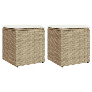 vidaXL 2 db b&eacute;zs polyrattan kerti sz&eacute;k p&aacute;rn&aacute;val 40x40x43 cm