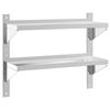 vidaXL 2 szintes ez&uuml;st rozsdamentes ac&eacute;l fali polc 75 x 23,5 x 60 cm
