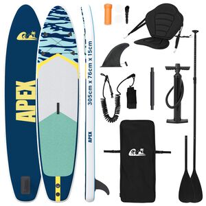 vidaXL SUP t&aacute;bla &uuml;lőhellyel 2 az 1-ben APEX 305 x 76 x 15 cm K&eacute;k