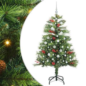 vidaXL Mű kar&aacute;csonyfa LED -es l&aacute;mp&aacute;kkal Z&ouml;ld 150 cm PVC &eacute;s f&eacute;m