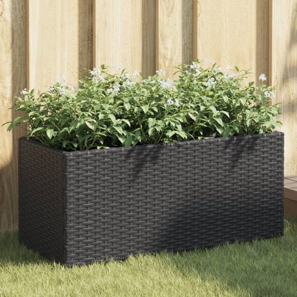 vidaXL 2 db fekete polyrattan kerti &uuml;ltetől&aacute;da 2 cser&eacute;ppel 72x30x32 cm