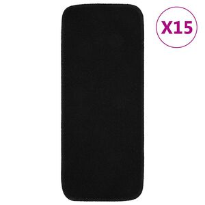 vidaXL 15 db fekete n&eacute;gysz&ouml;gű cs&uacute;sz&aacute;smentes l&eacute;pcsőszőnyeg 60 x 25 cm