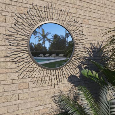 vidaXL fekete kerti falitükör napsütésszerű dizájnnal 80 cm