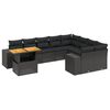 vidaXL 10 r&eacute;szes fekete polyrattan kerti &uuml;lőgarnit&uacute;ra p&aacute;rn&aacute;kkal