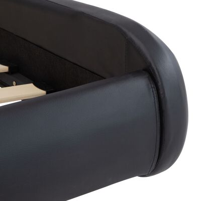 vidaXL fekete LED-es műbőr ágykeret 90 x 200 cm