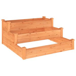 vidaXL barna t&ouml;m&ouml;r fenyőfa kerti magas&aacute;gy&aacute;s b&eacute;l&eacute;ssel 120x120x56 cm