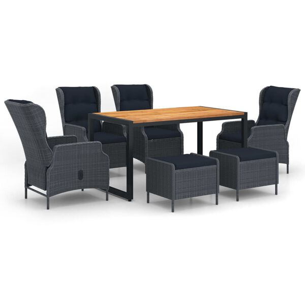 vidaXL 7 r&eacute;szes s&ouml;t&eacute;tsz&uuml;rke kerti &eacute;tkezőgarnit&uacute;ra