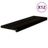 vidaXL l&eacute;pcsőfokok 12 db barna-fekete 80x30x2 cm t&ouml;m&ouml;r fa t&ouml;lgyfa