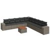vidaXL 10 r&eacute;szes sz&uuml;rke polyrattan kerti &uuml;lőgarnit&uacute;ra p&aacute;rn&aacute;kkal