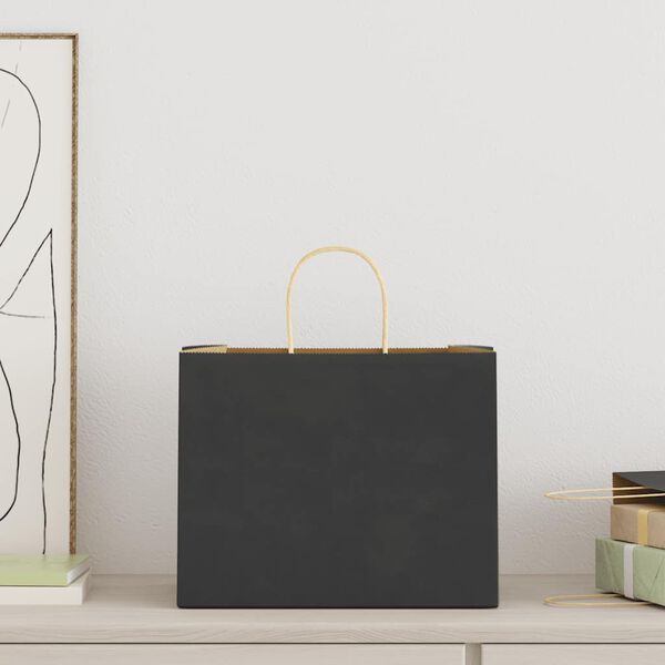 vidaXL 250 db fekete pap&iacute;rzacsk&oacute;k foganty&uacute;kkal 32x22x24 cm