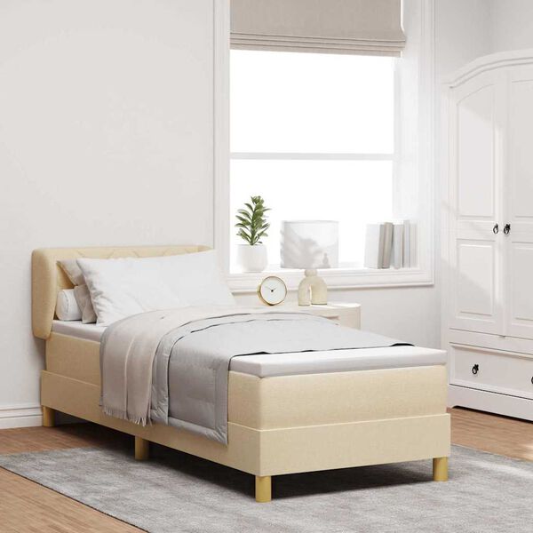 vidaXL Boxrug&oacute;s &aacute;gy matracmal fejt&aacute;ml&aacute;val Kr&eacute;m 80 x 200 cm sz&ouml;vet