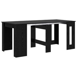 vidaXL &Eacute;tkezőasztal 180 x 85 x 75 cm Szerelt Fa Fekete T&ouml;lgy