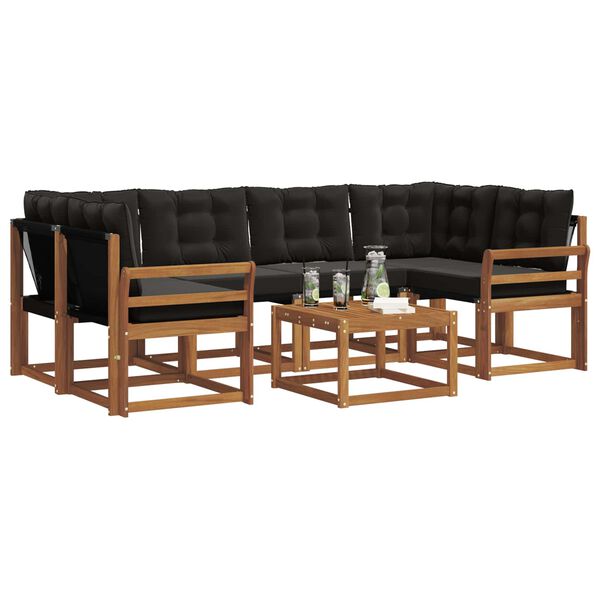 vidaXL K&uuml;lt&eacute;ri kanap&eacute; szett p&aacute;rn&aacute;val 7 pcs Term&eacute;szetes &eacute;s fekete