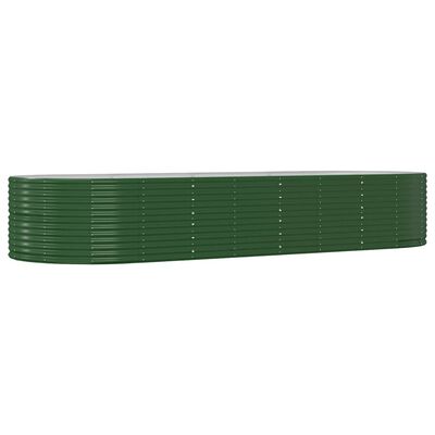 vidaXL zöld porszórt acél kerti magaságyás 367 x 140 x 68 cm