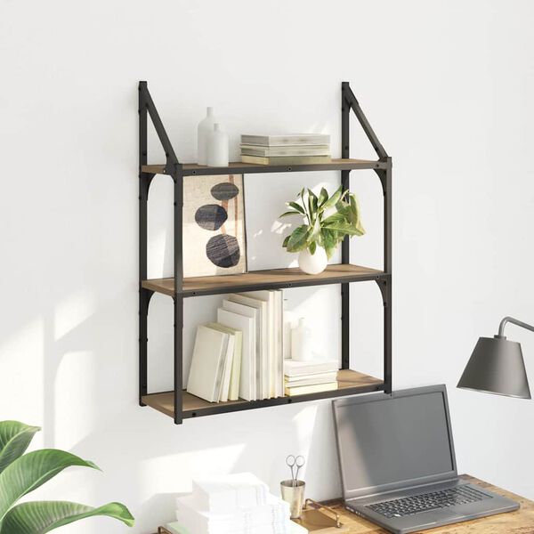 vidaXL Falpolc polcokkal Artisan t&ouml;lgy 60 x 21 x 78,5 cm Faanyag