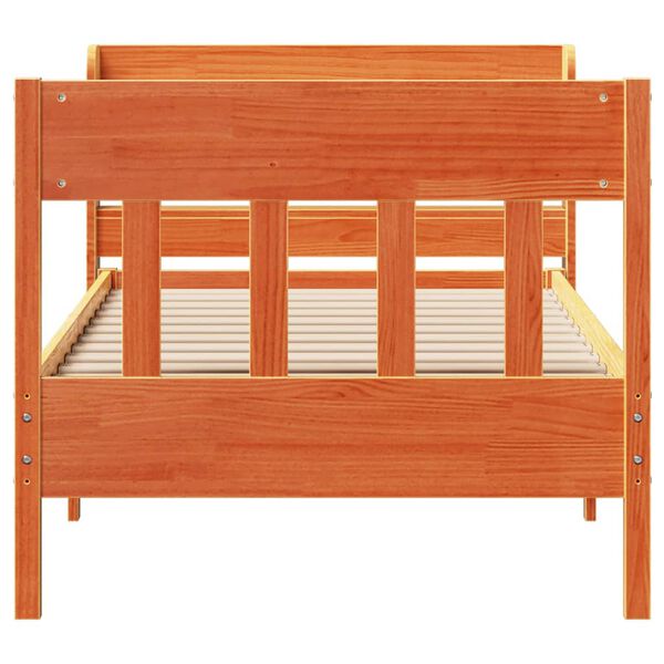 vidaXL viaszbarna tömör fenyőfa ágy matrac nélkül 75 x 190 cm