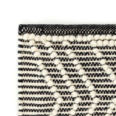 vidaXL fekete-fehér kézzel szőtt gyapjúszőnyeg 140 x 200 cm