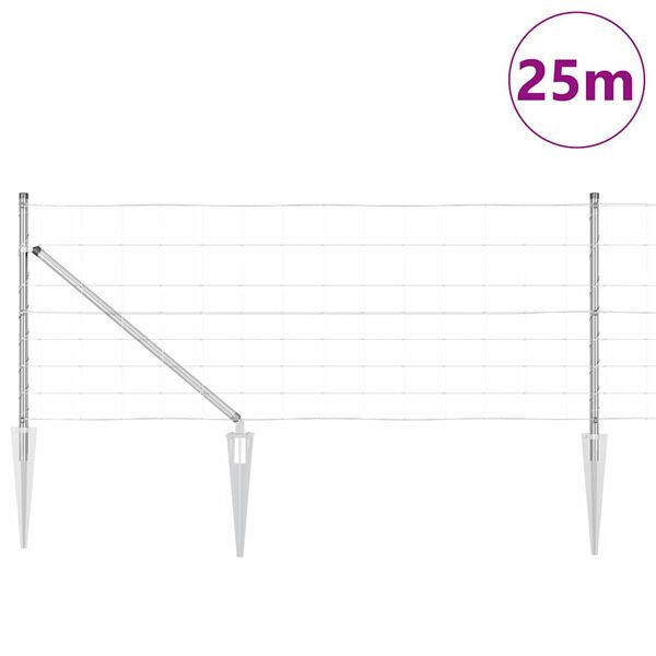 vidaXL Ker&iacute;t&eacute;soszlop Galvaniz&aacute;lt 25 x 0,8 m Ac&eacute;l