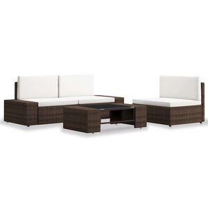 vidaXL 4 r&eacute;szes barna polyrattan kerti &uuml;lőgarnit&uacute;ra