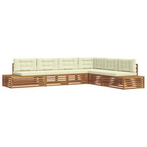 vidaXL K&uuml;lt&eacute;ri kanap&eacute; szett p&aacute;rn&aacute;val 6 Darab Term&eacute;szetes &eacute;s kr&eacute;msz&iacute;nű