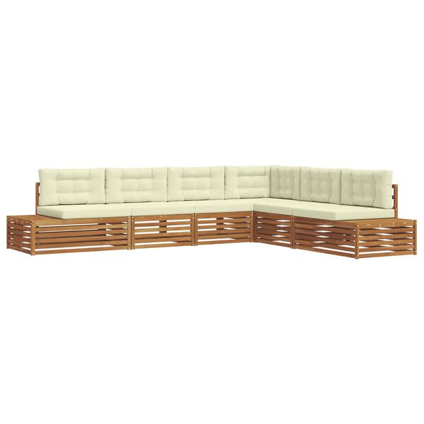 vidaXL K&uuml;lt&eacute;ri kanap&eacute; szett p&aacute;rn&aacute;val 6 Darab Term&eacute;szetes &eacute;s kr&eacute;msz&iacute;nű