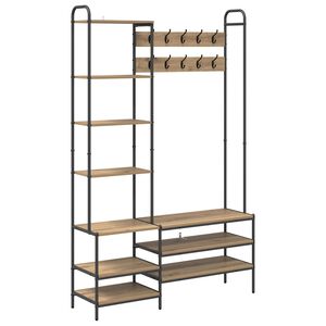vidaXL Kab&aacute;t&aacute;llv&aacute;ny cipőpaddal K&eacute;zműves T&ouml;lgy 120,5 x 34 x 190 cm