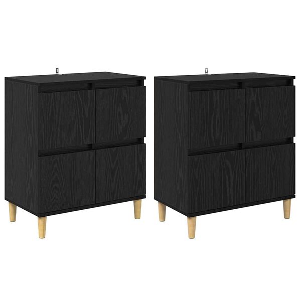 vidaXL Oldalszekr&eacute;nyek 2 pcs Fekete t&ouml;lgy 60 x 35 x 70 cm Faanyag