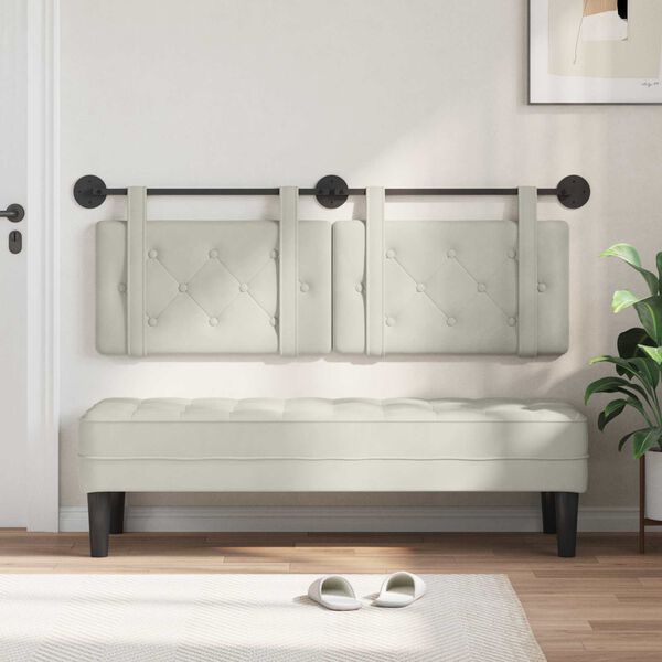 vidaXL Fali Fejt&aacute;mla Falra szerelhető Kr&eacute;m 150 x 55 x 5 cm B&aacute;rsony