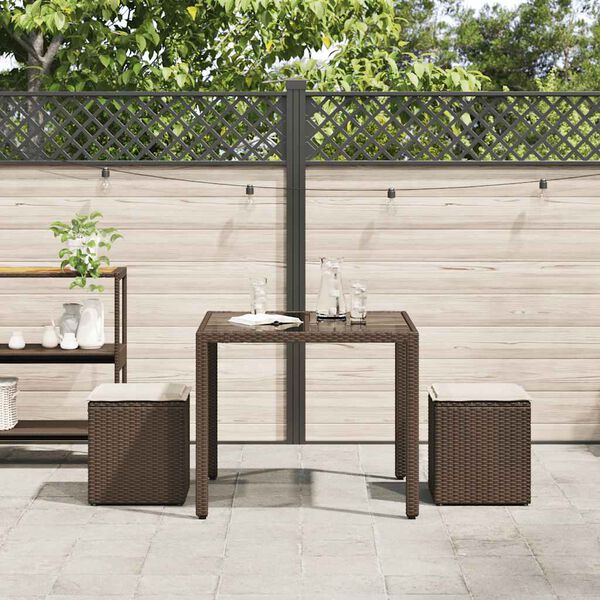 vidaXL 2 db barna polyrattan kerti szék párnával 40x40x43 cm