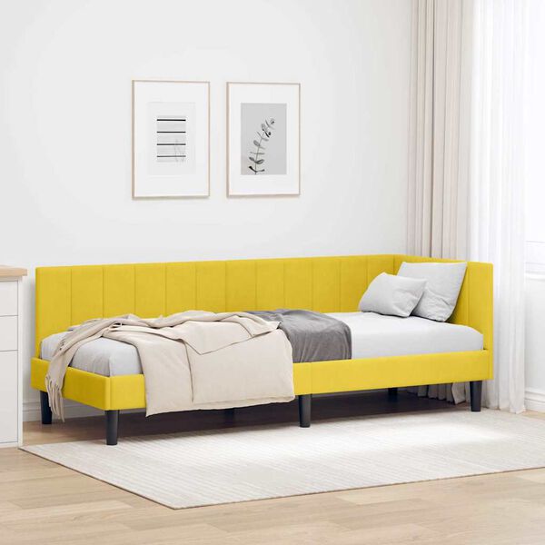vidaXL Sarokágy keret fejtámlával Sárga 80 cm x 200 cm Bársony