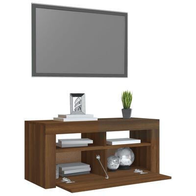 vidaXL barna tölgyszínű TV-szekrény LED-világítással 90 x 35 x 40 cm