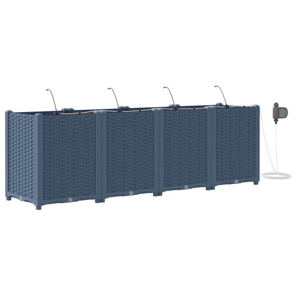 vidaXL Kerti cser&eacute;p 4 pcs Sz&uuml;rke 160 x 40 x 52 cm Műanyag