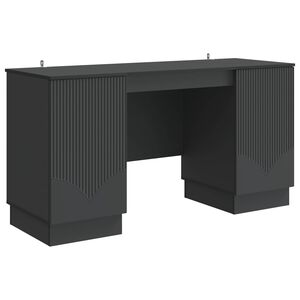 vidaXL Asztal polcokkal t&aacute;rol&oacute;val Fekete 142,5 x 50 x 75 cm Szerelt Fa