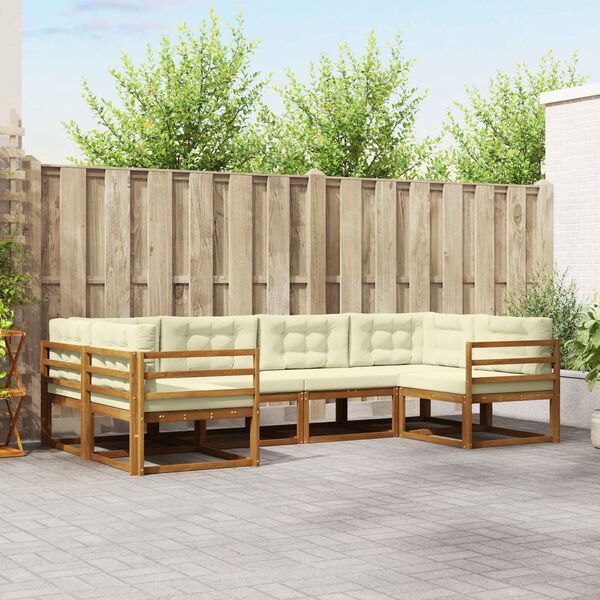 vidaXL K&uuml;lt&eacute;ri kanap&eacute; szett p&aacute;rn&aacute;val 6 pcs Term&eacute;szetes &eacute;s kr&eacute;msz&iacute;nű